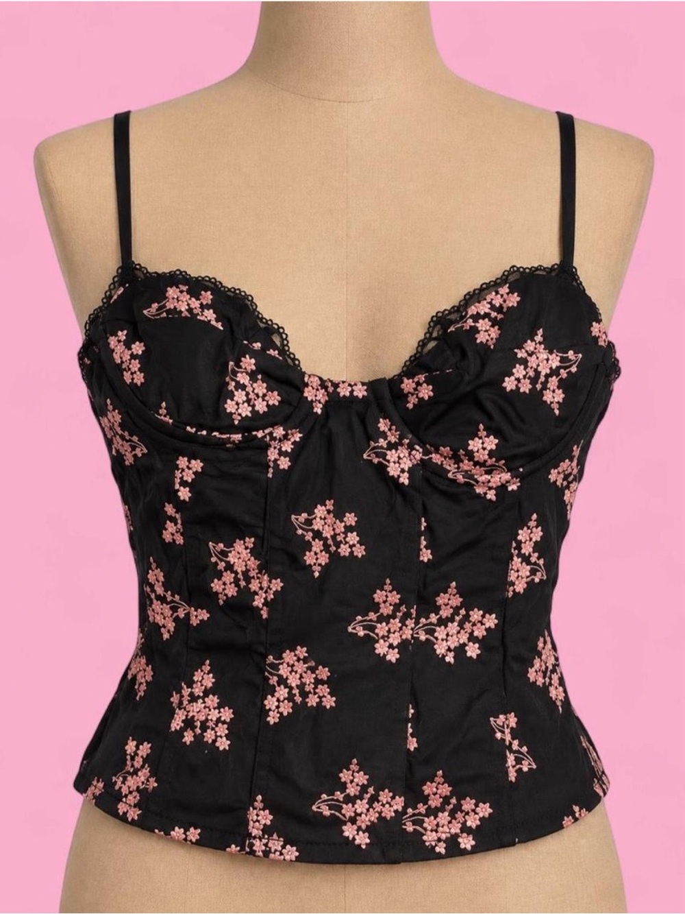 NWT Majorelle Ventura Black Floral Bustier Corset Top Size Small